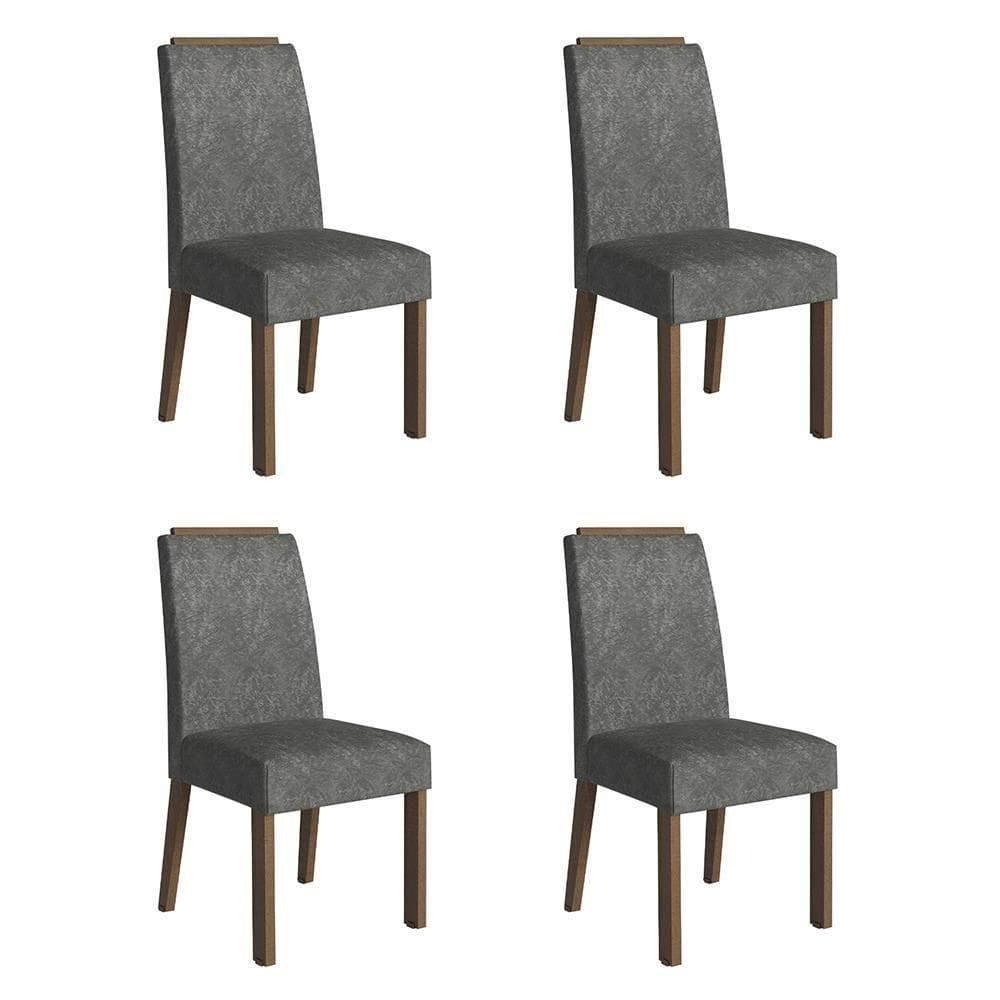 Kit 4 Cadeiras De Jantar 4255 Com Espaldar Rustic-silver Madesa