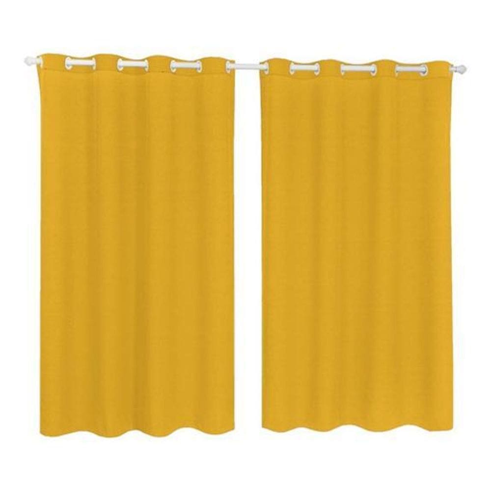 Cortina Tecido Oxford Sala Quarto 2,80 X 1,80 - Mostarda