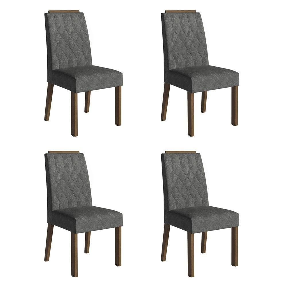 Kit 4 Cadeiras De Jantar 4256 Com Espaldar Rustic-silver Madesa