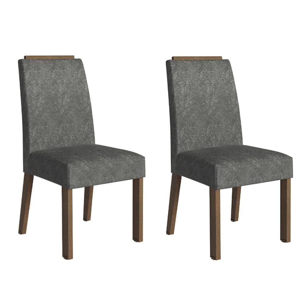 Kit 2 Cadeiras De Jantar 4255 Com Espaldar Rustic-silver Madesa