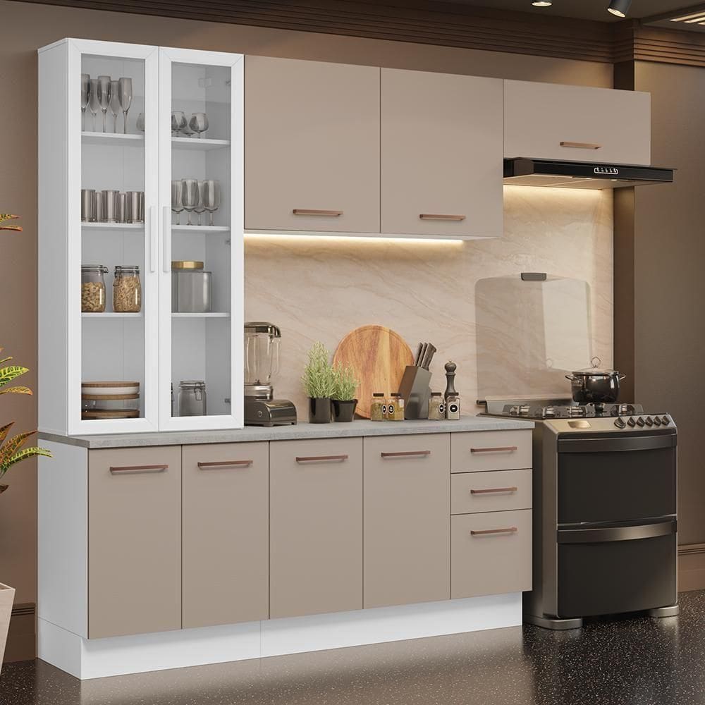 Armário De Cozinha Completa 270cm Branco/crema Agata Madesa