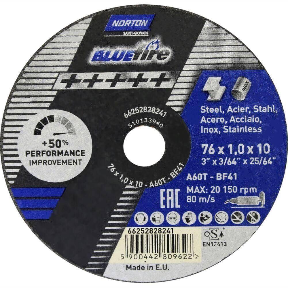 Disco De Corte Blue Fire 76x1,0x10mm - 66252828241 - Norton