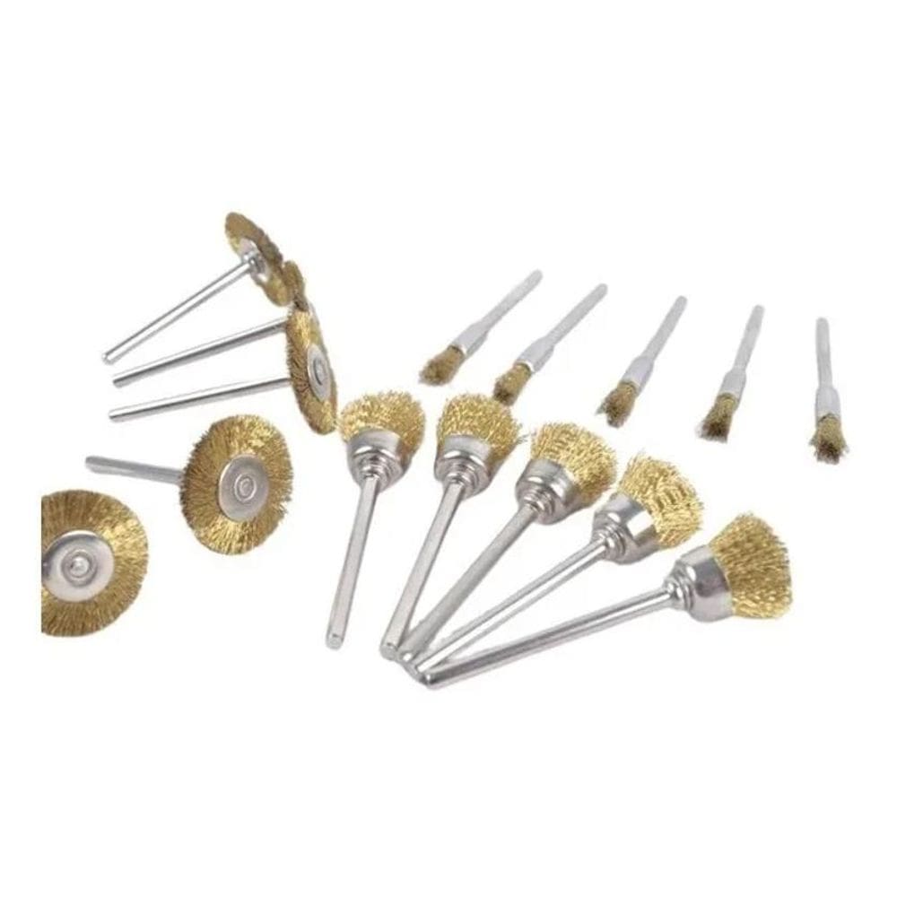 10X Kit 15 Escovas Com Fios De Aço Para Micro Retifica