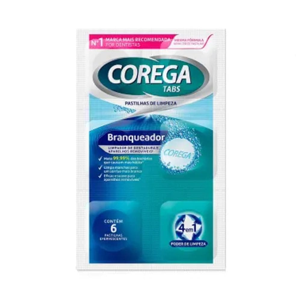 Corega Tabs Limpador de Dentadura com 6 Pastilhas Efervescentes