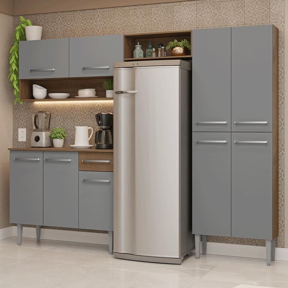 Armário De Cozinha Completa 229cm Rustic-cinza Emilly Madesa 017