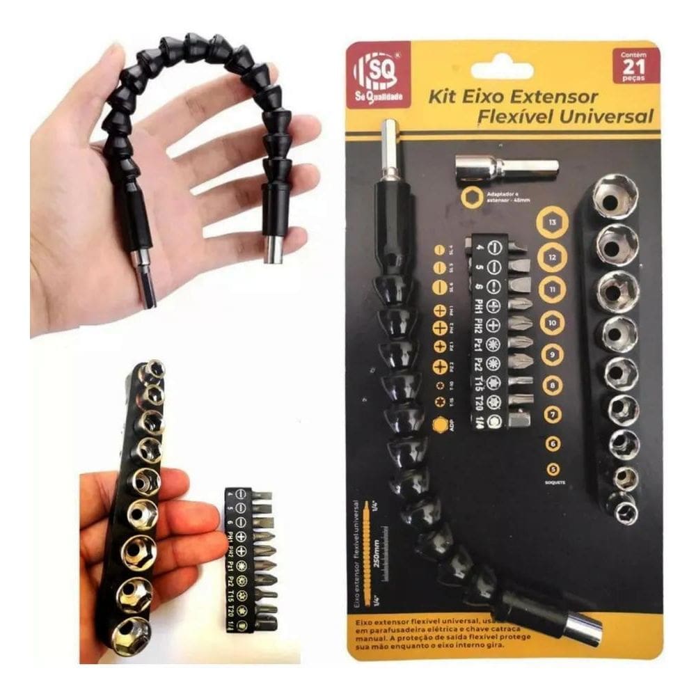 10X Kit Extensor Prolongador Flexivel Parafusadeira Univers