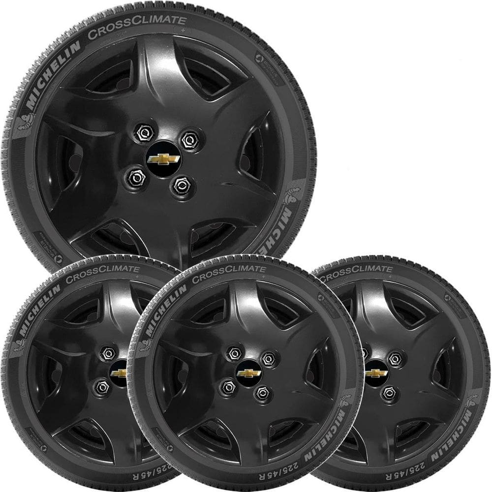 4X Calota Gm Celta Corsa Classic Aro 13 Preto Emblema 042Cb