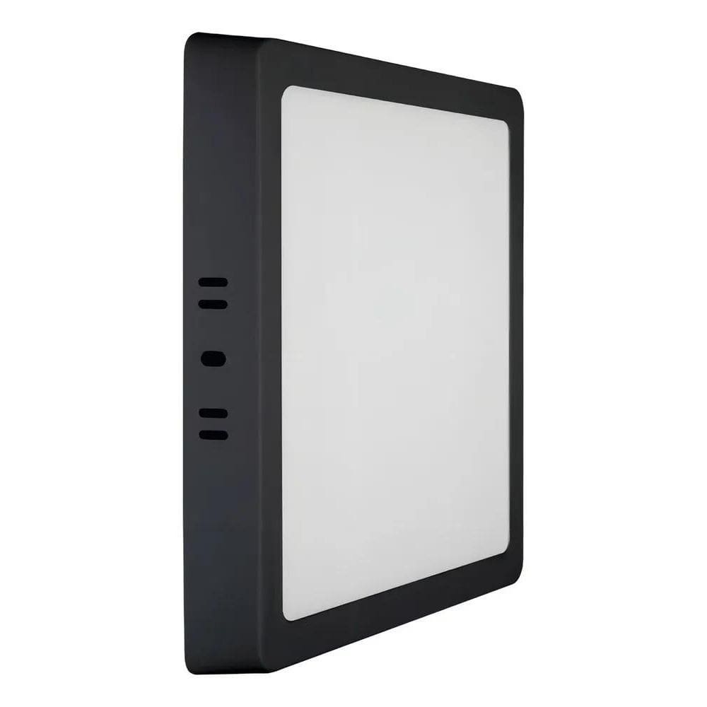 10X Plafon Painel Led Sobrepor Quadrado Preto 18W 22X22 650