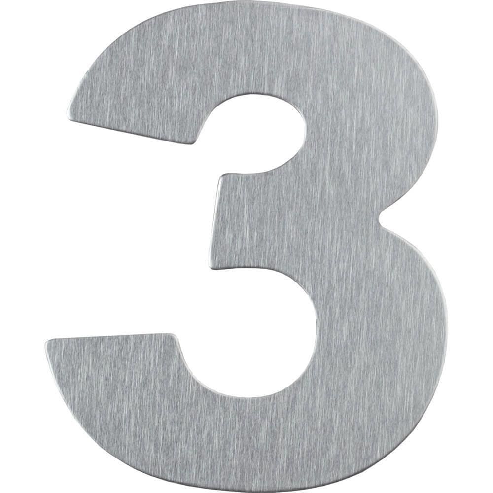 Número Residencial Em Alumínio Composto Escovado 125mm Nº 3 - Pr3001-3 - Pincéis Atlas