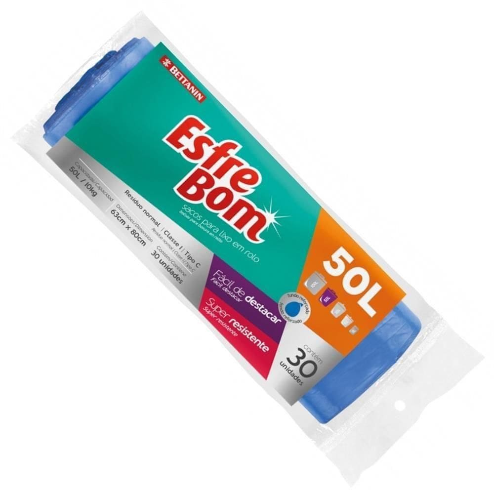 Saco Para Lixo Esfrebom 50 Litros Rolo Com 30 Unidades - Bt307- Bettanin Saco P-lixo Esfrebom 50l Rolo C-30 Bett Bt307