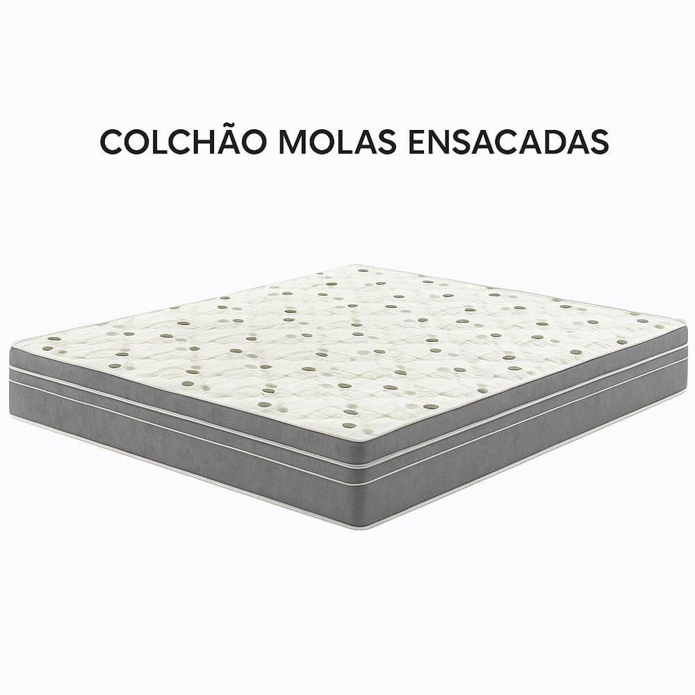 Colchão Molas Ensacadas 158x198x24 - Lateral Cinza PREMIUM