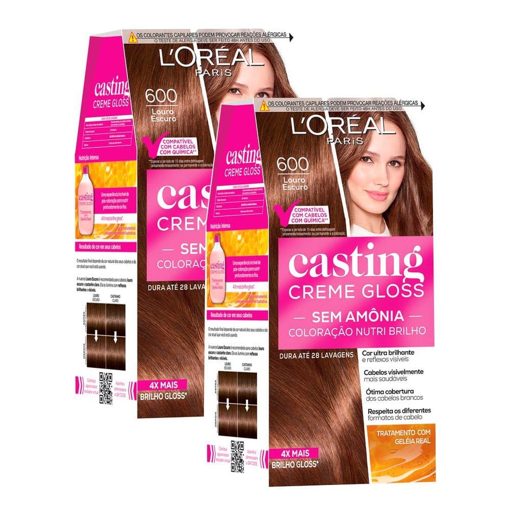 Kit 2 Tintura Casting Creme Gloss L`oréal Paris 600 Louro Escuro