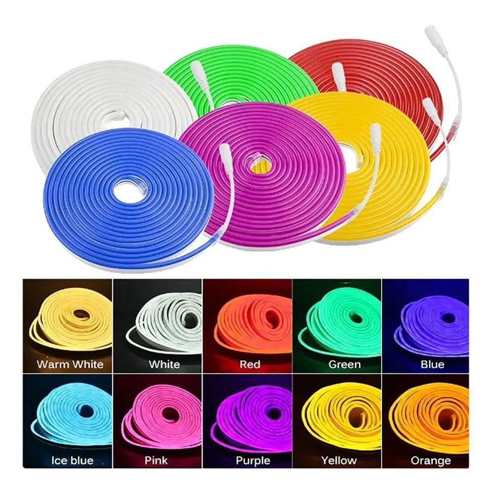 10X Fita Led Neon 5M Mangueira Corte2,5Cm Alto Brilho + Fon