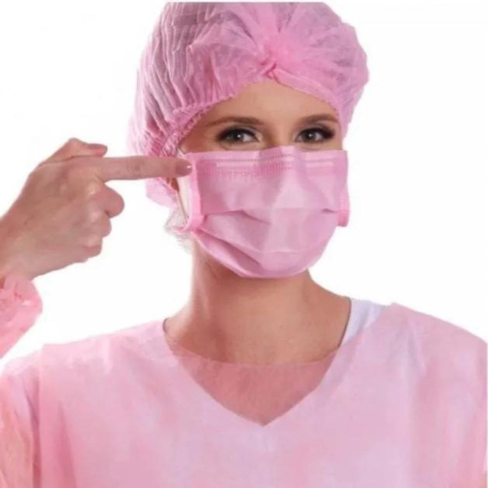 10X Touca Sanfonada Descartável Protdesc Lilas Preto Rosa C