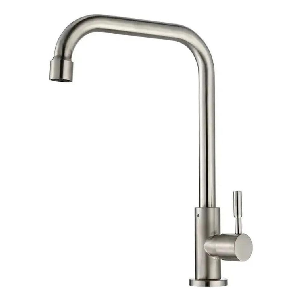 10X Torneira Cozinha Mesa Bica Alta Metal Em Aço Inox Escov