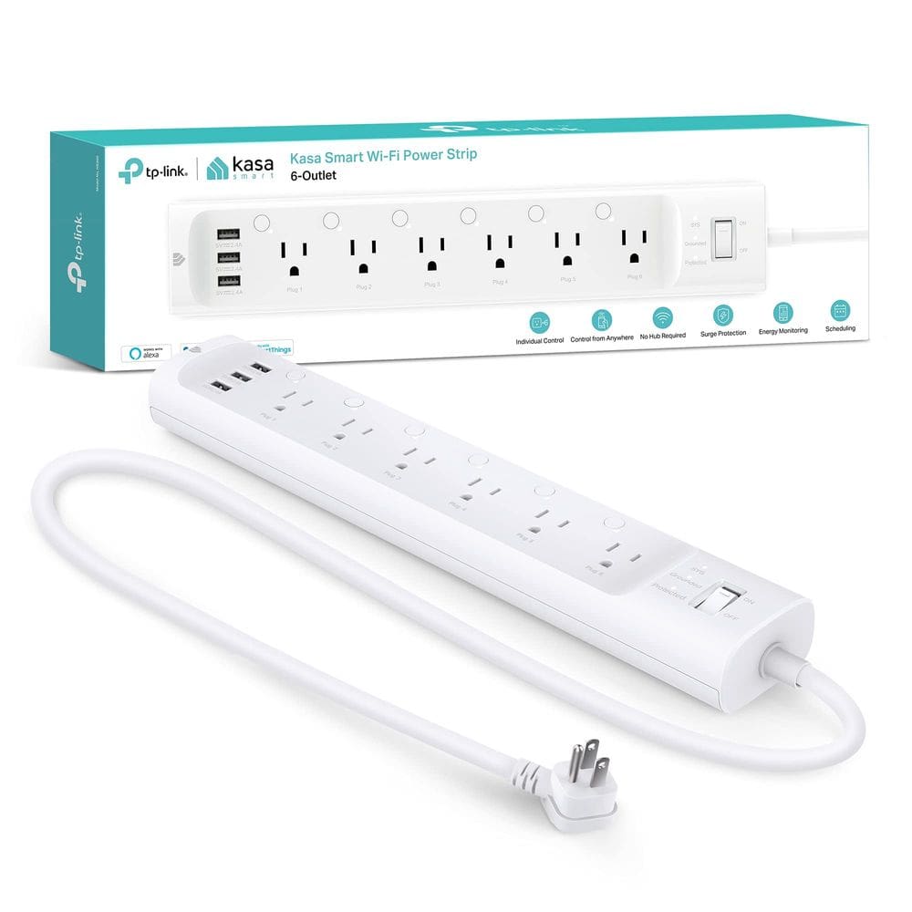Faixa de alimentação Kasa Smart Plug HS300 com 6 tomadas e 3 portas USB