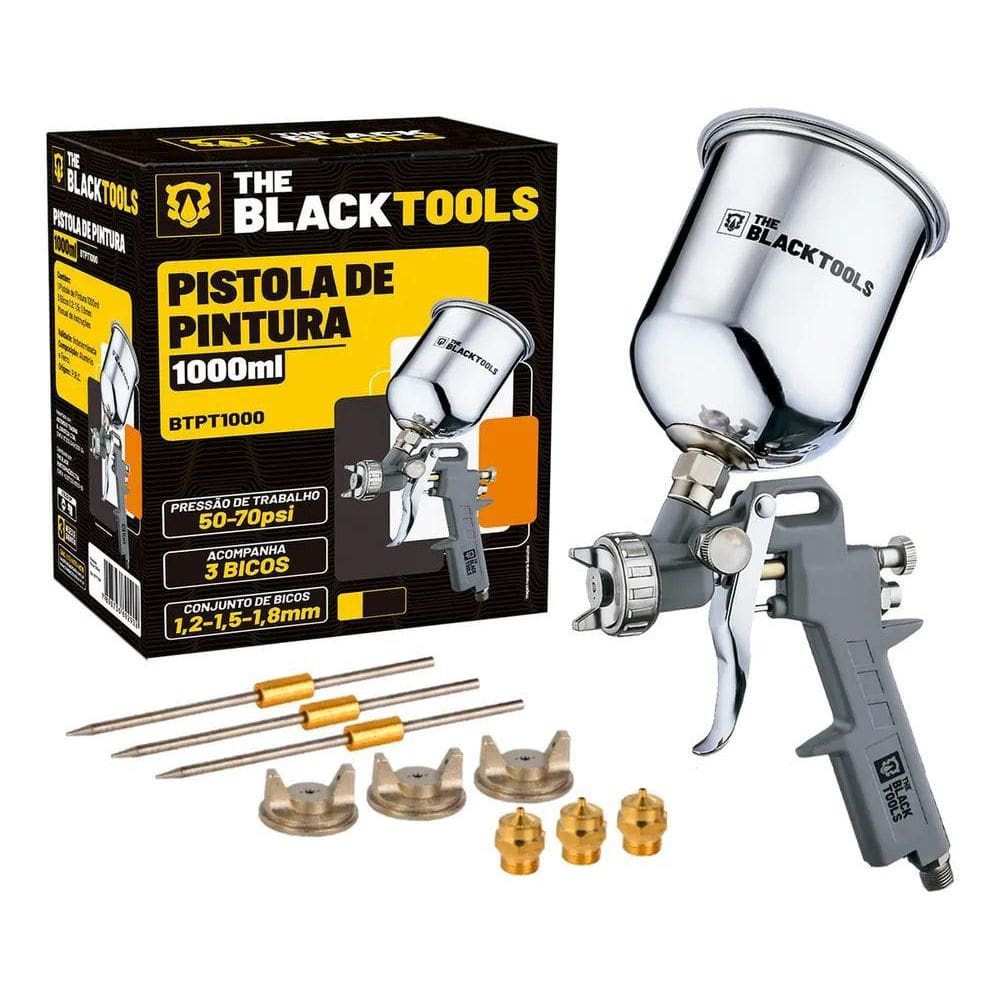 10X Pistola Pintura Gravidade Caneca 1000 Ml Rosca 1/4 Btpt