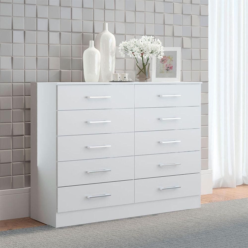 Cômoda Para Quarto Moderno Casal 117x92cm Mdp Menu Móveis Branco