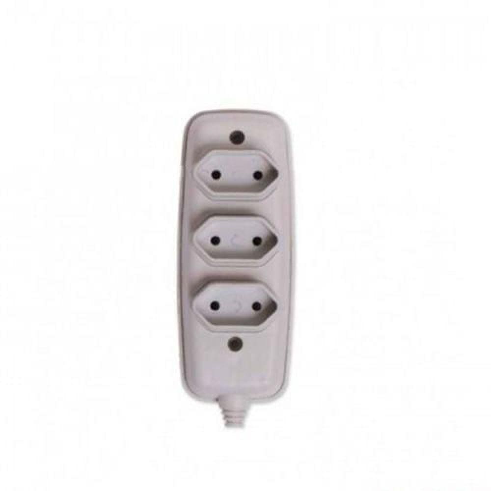 Tomada Em Barra Tripla Bipolar 2p 10a 250v Cinza - 1633 - Ilumi Tomada Tripla 2p 10a 250v Cinza 1633 Ilumi