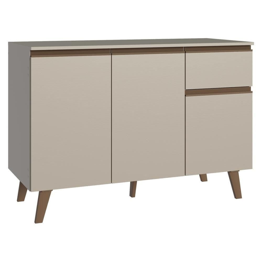 Balcão De Cozinha 120 Cm 3 Portas 1 Gaveta Com Pés Nice Madesa Crema