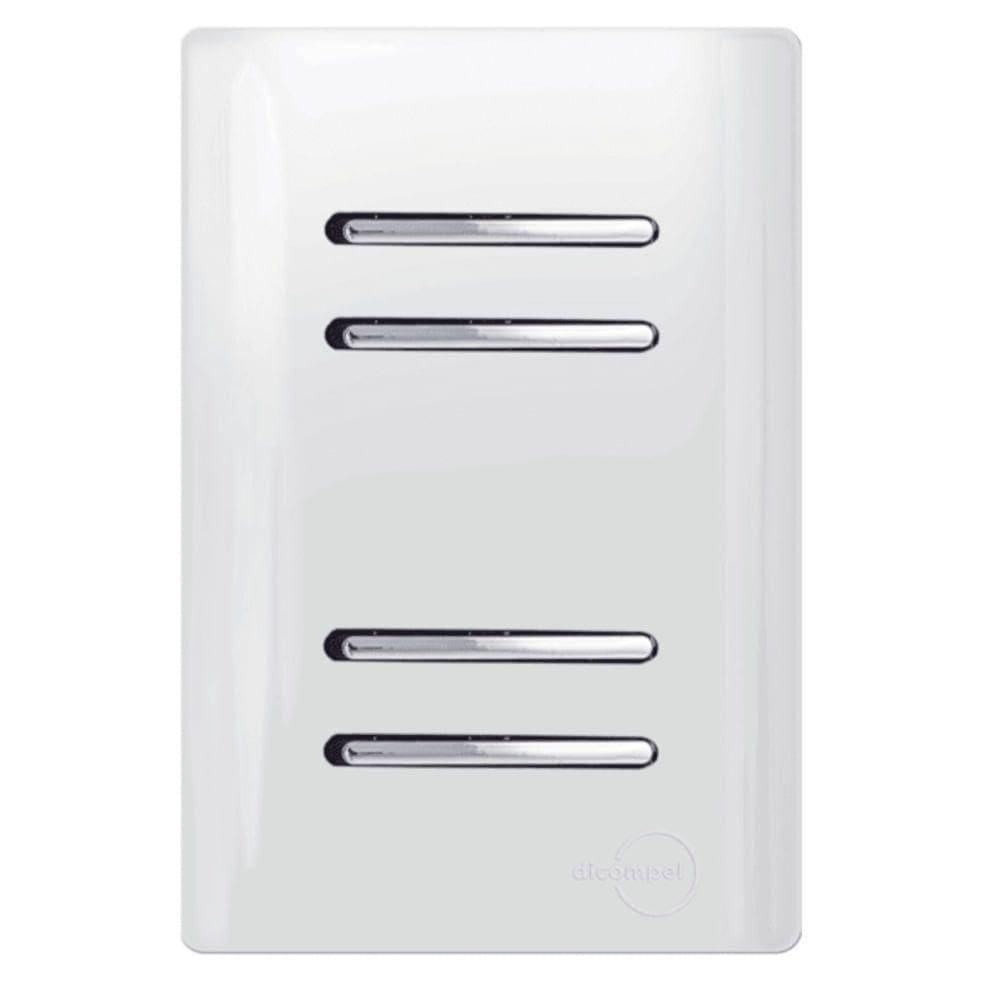 4 Interruptores Simples Cromado Com Placa 4x2 Branco - Dc-1200172 - Novara