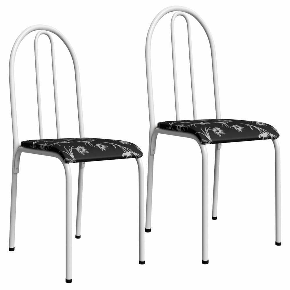 Kit 2 Cadeiras 544 Sala Jantar Cozinha Pés Aço Tubular Floral Branco