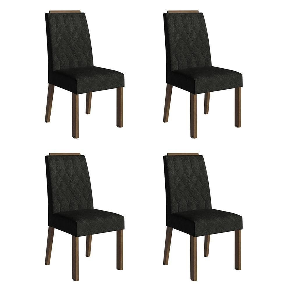Kit 4 Cadeiras De Jantar 4256 Com Espaldar Rustic-oxford Madesa