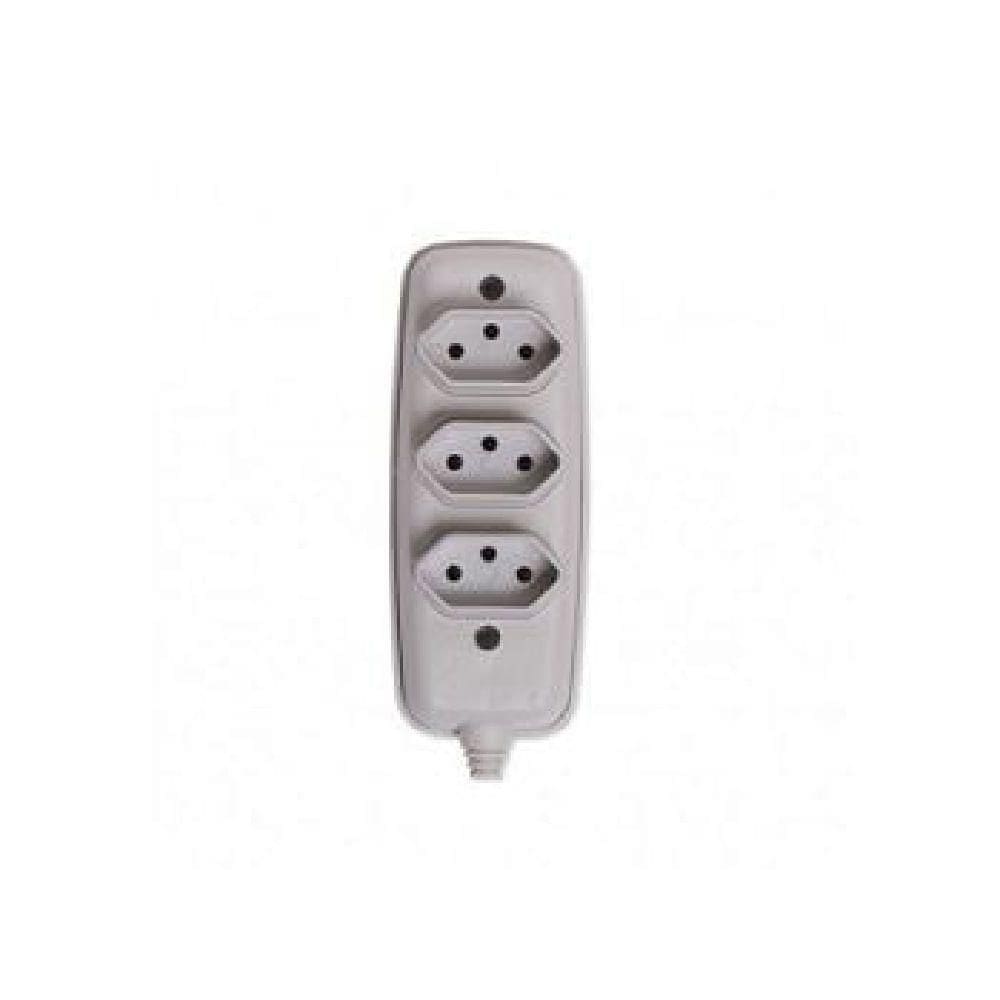 Tomada Em Barra Tripla Bipolar 2p + T 10a 250v Cinza - 16330 - Ilumi Tomada Tripla 2p+t 10a 250v Cinza 16330 Ilumi