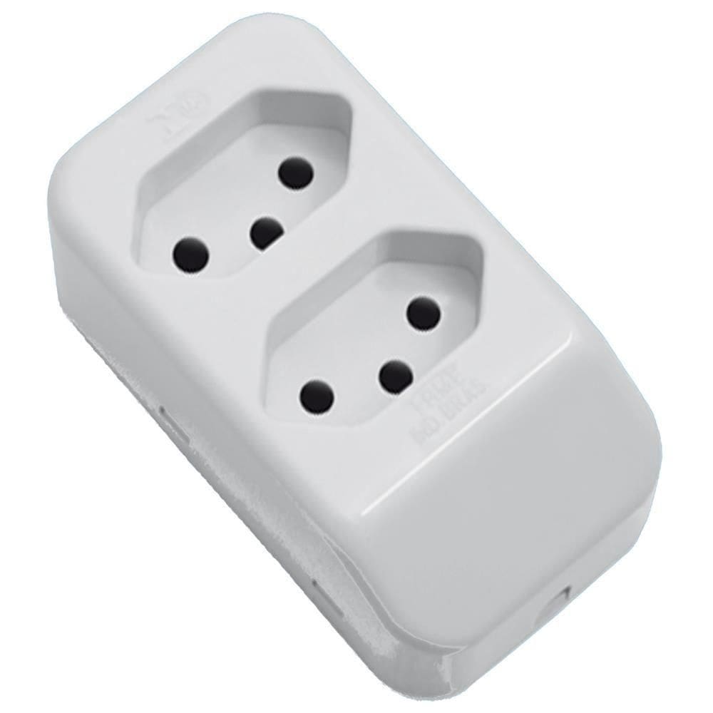 Tomada Móvel Múltipla 2p+t 10a 250 Volts Dupla Cinza - 2699 - Fame Tomada Padrao 2p+t Dupla 10a Cinza Fame 2699