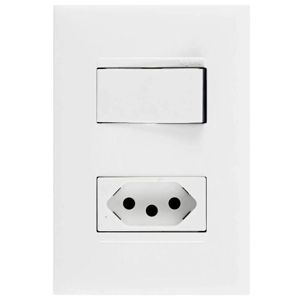 Interruptor Simples De 10 Ampères E Tomada 2p+t De 20 Ampères 4x2 Branco - 615073bc - Pial Plus