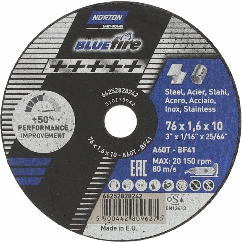 Disco De Corte Blue Fire 76x1,6x10mm - 66252828242 - Norton