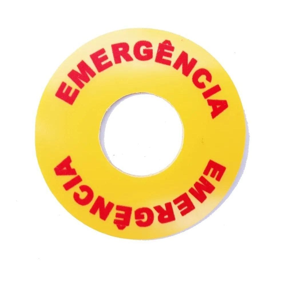 10X 10X Placas Etiqueta Botão De Emergência Nr12 60 X 22Mm