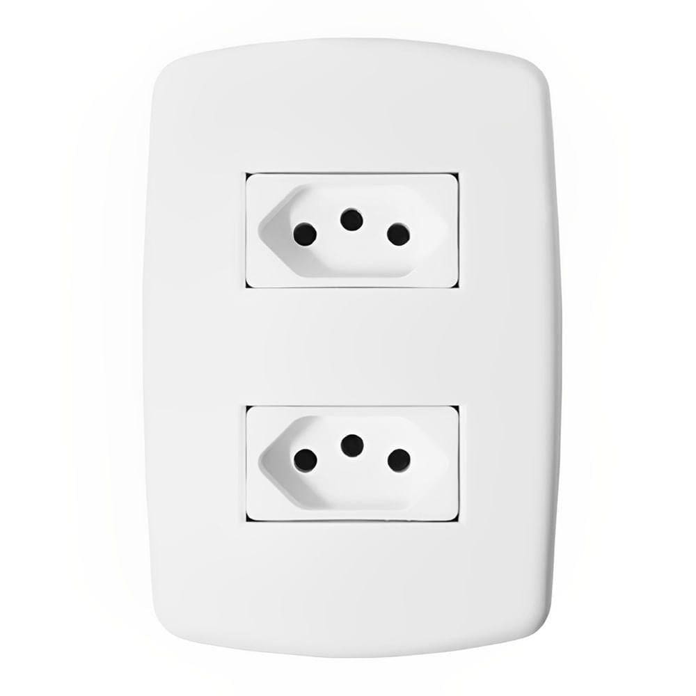2 Tomadas Universal 2p+t 10a Com Placa - Dc-8100-27 - Dicompel