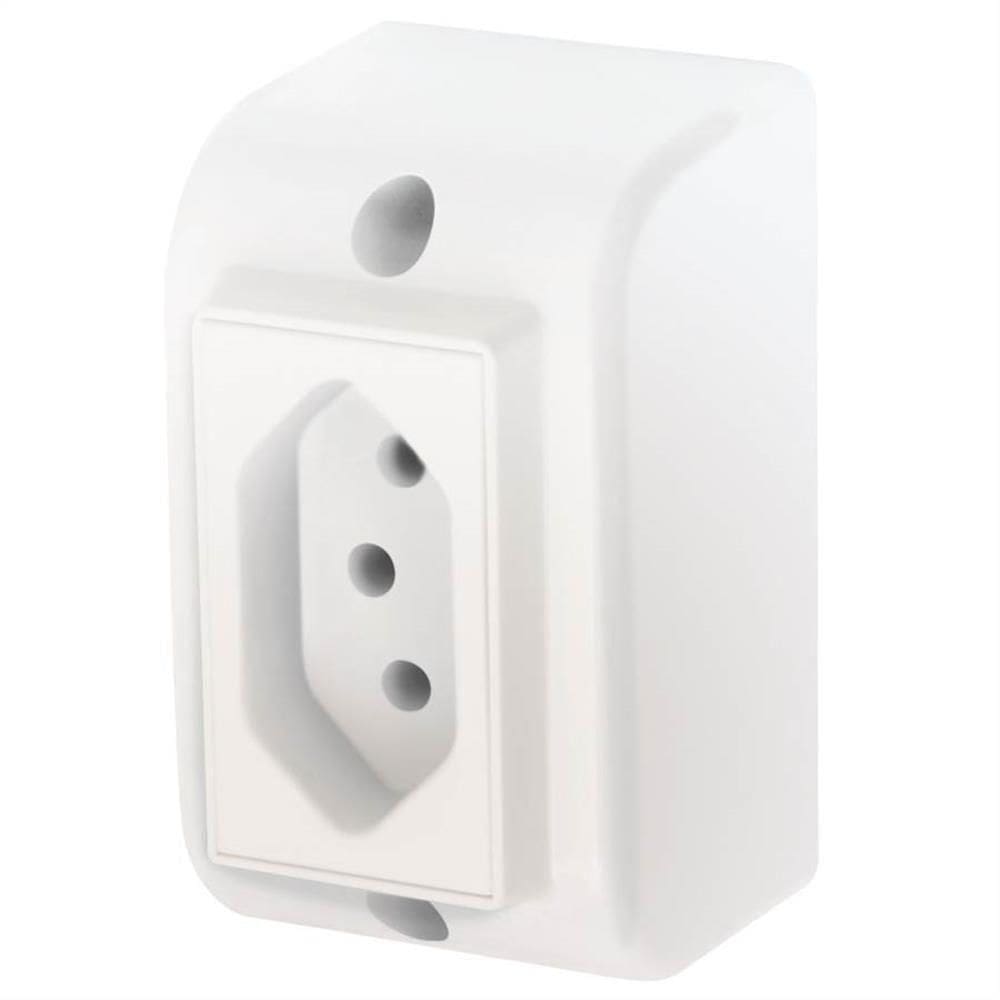 Tomada 2p+t 10a 250 Volts Sobrepor - 2549 - Fame Tomada Padrao 2p+t 10a Sobrepor Fame 2549