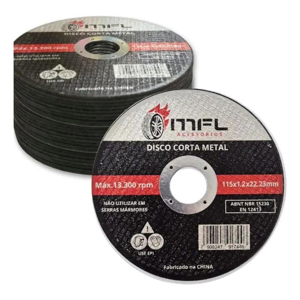 10X Kit 100 Unidades Disco Corta Metal 115Mm Esmerilhadeira