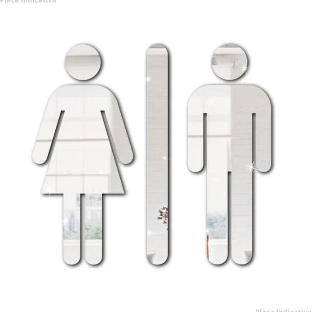 Placa Sinalização Porta Banheiro Toilete Feminino Masculino