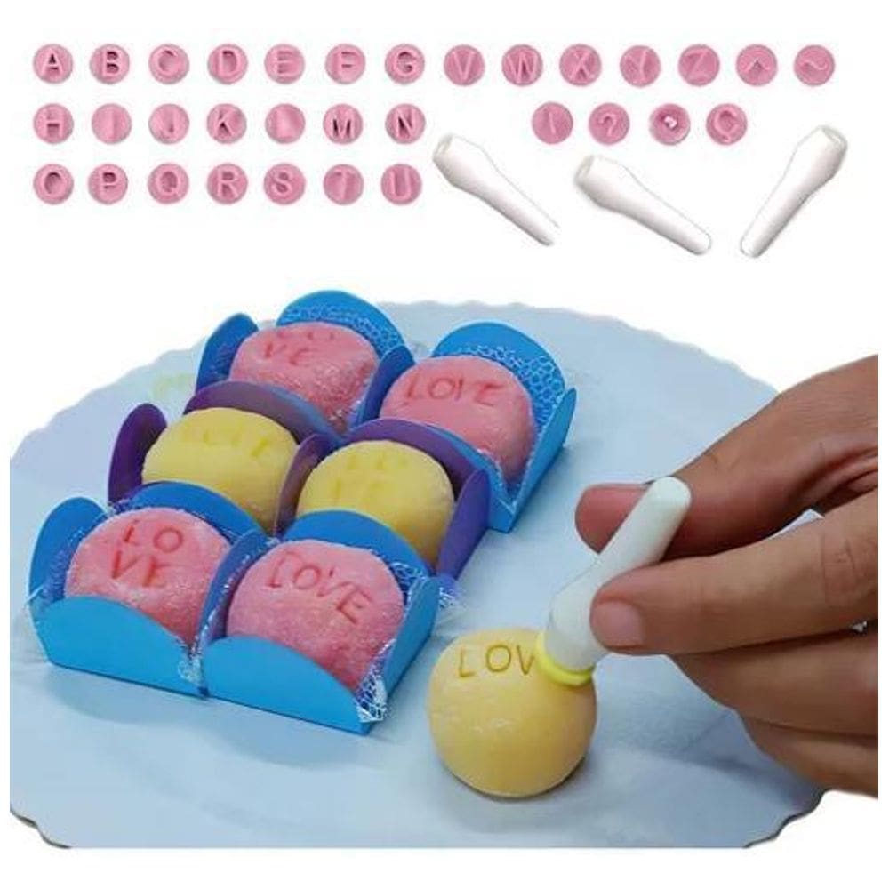 10X Kit Carimbos Letras Alfabeto 35Pc Blue Star Marcar Doci