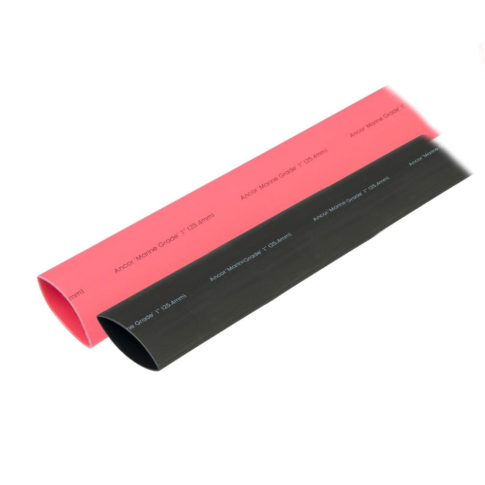 Combinação de tubos termorretráteis Ancor de 1 cm x 3 cm em preto e vermelho