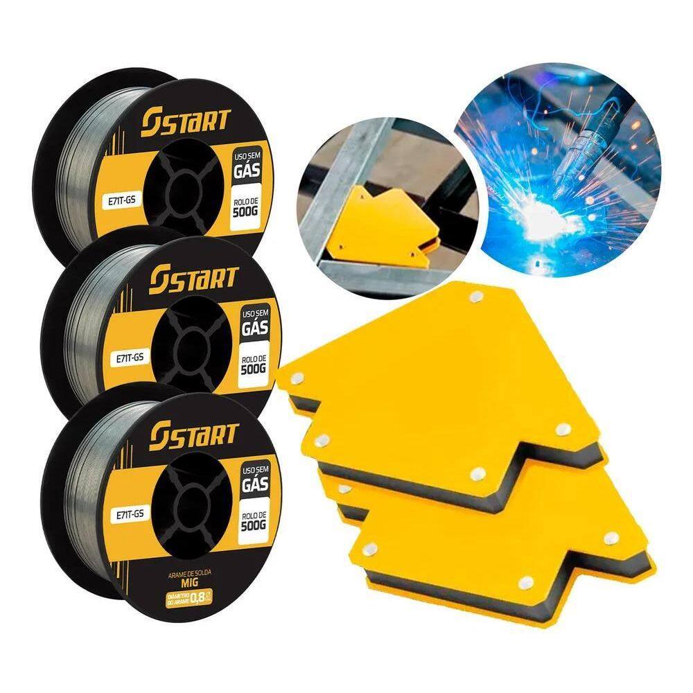 10X Kit 3 Arame Solda Mig Uso Sem Gás 0,8Mm 0.5Kg E71T-Gs S