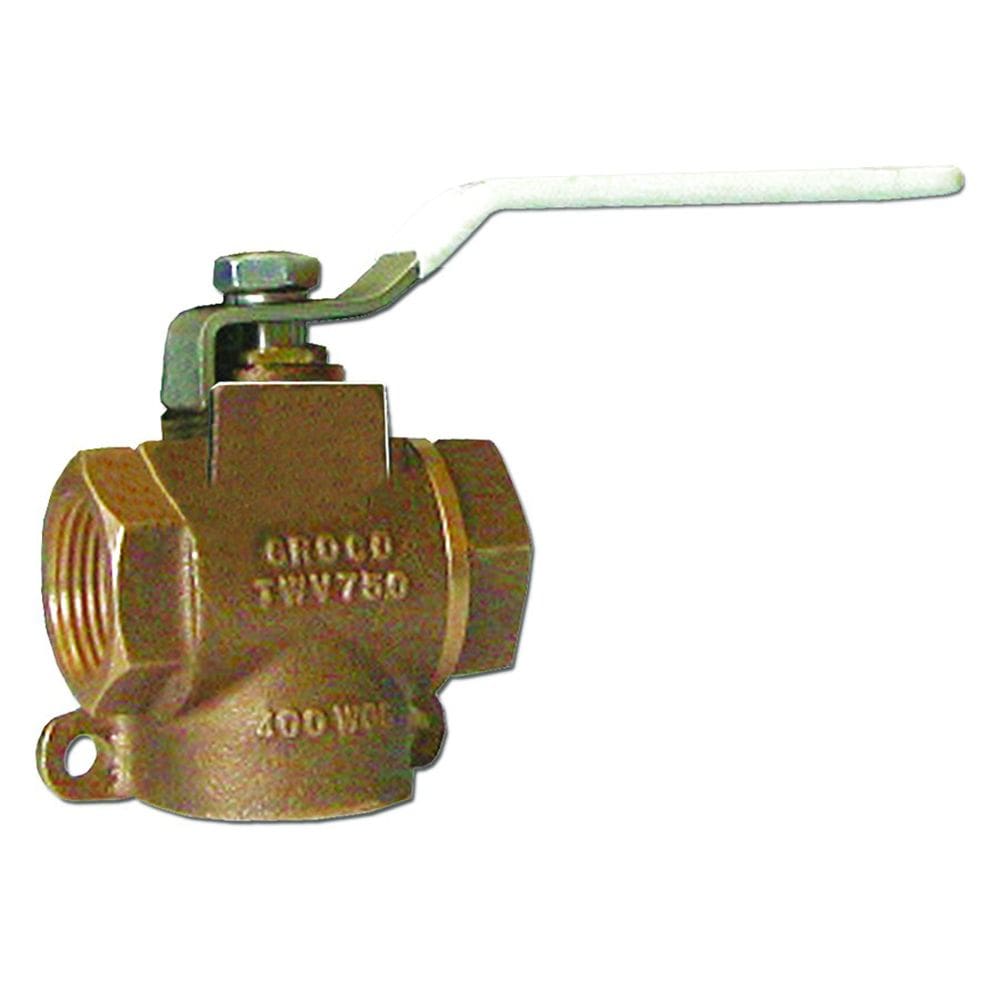 Válvula GROCO de 3 vias Bronze 1/2 NPT