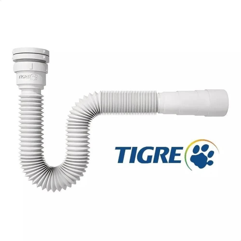 10X Sifão Universal Flexível Multiuso 66Cm Branco Tigre Pia