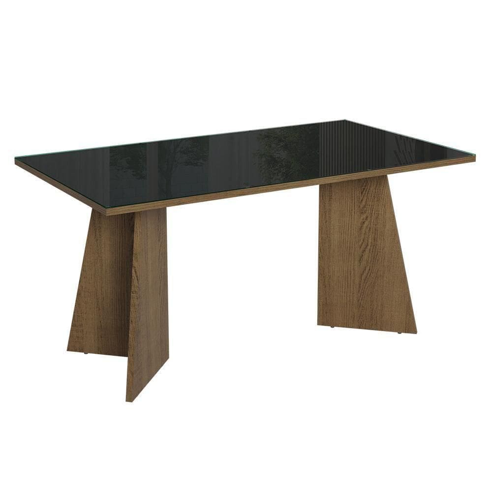 Mesa De Jantar Retangular Tampo De Vidro 5389 Rustic-preto Madesa