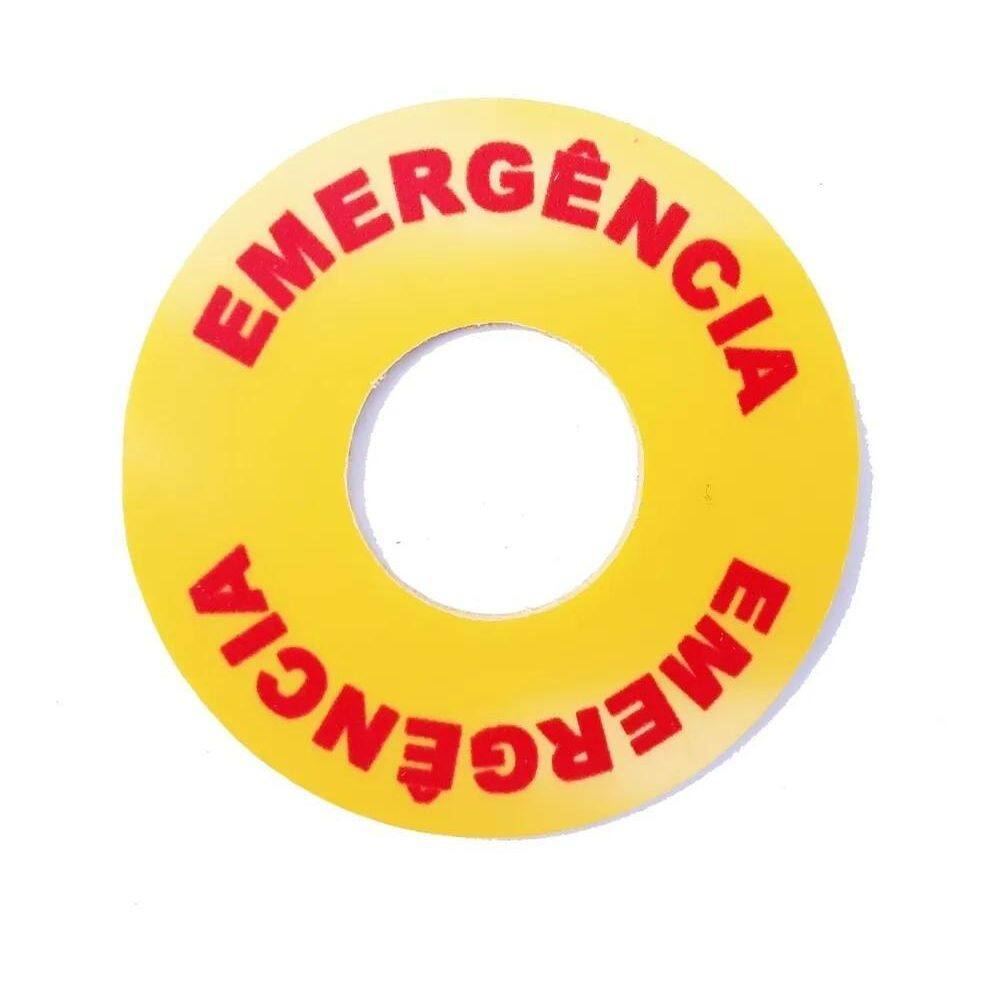 10X 10X Placas Etiqueta Botão De Emergência Nr12 60 X 22Mm