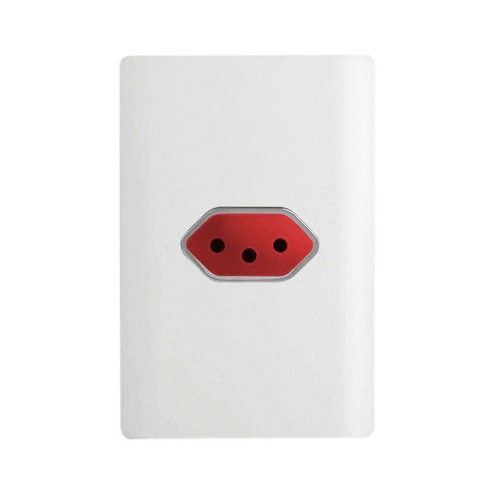 Tomada 2p+t Horizontal De 20 Ampères Vermelha Da Linha Novara - 1200-44 - Dicompel