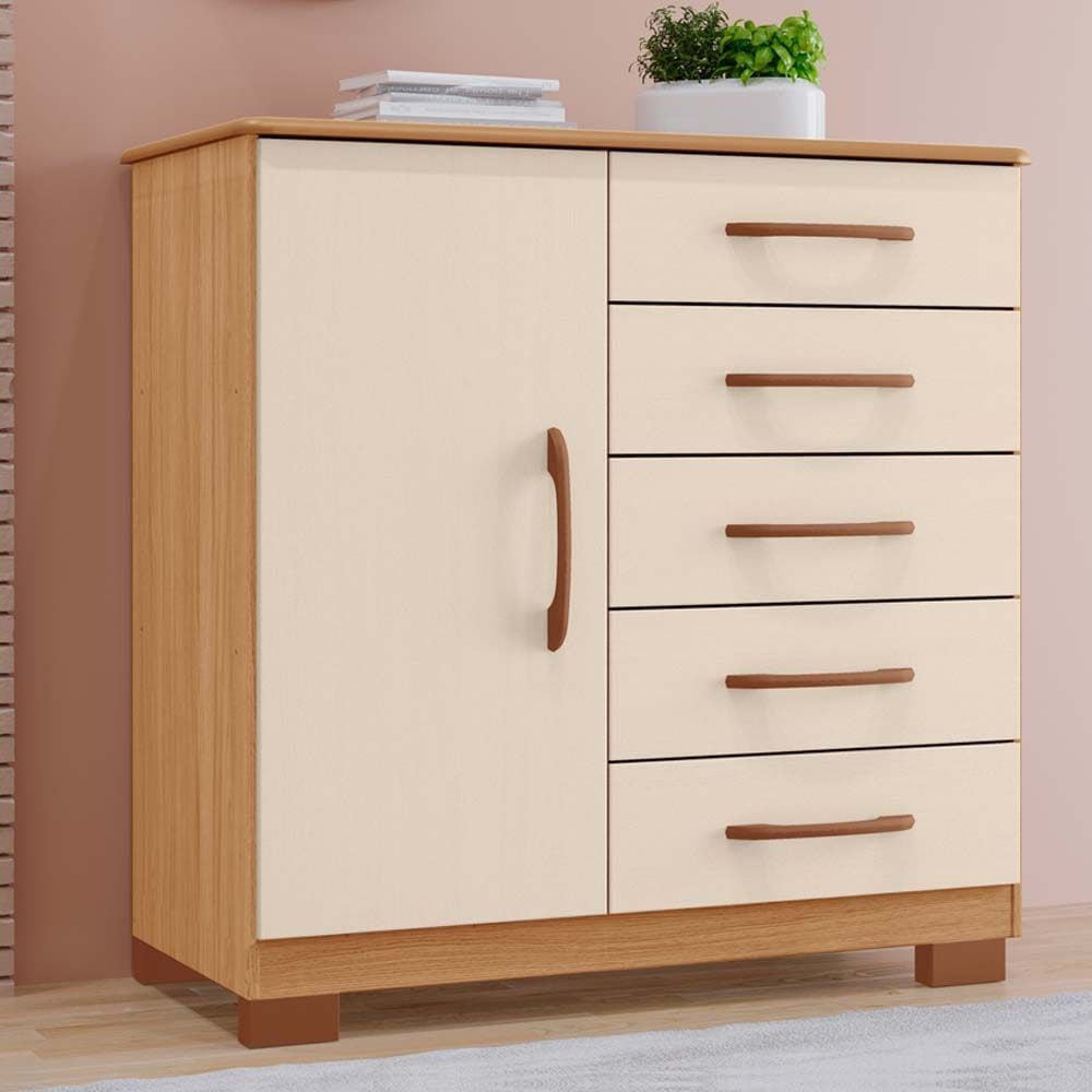 Comoda Itaipú New  1 Porta e 5 Gavetas 100% em MDF Tuboarte