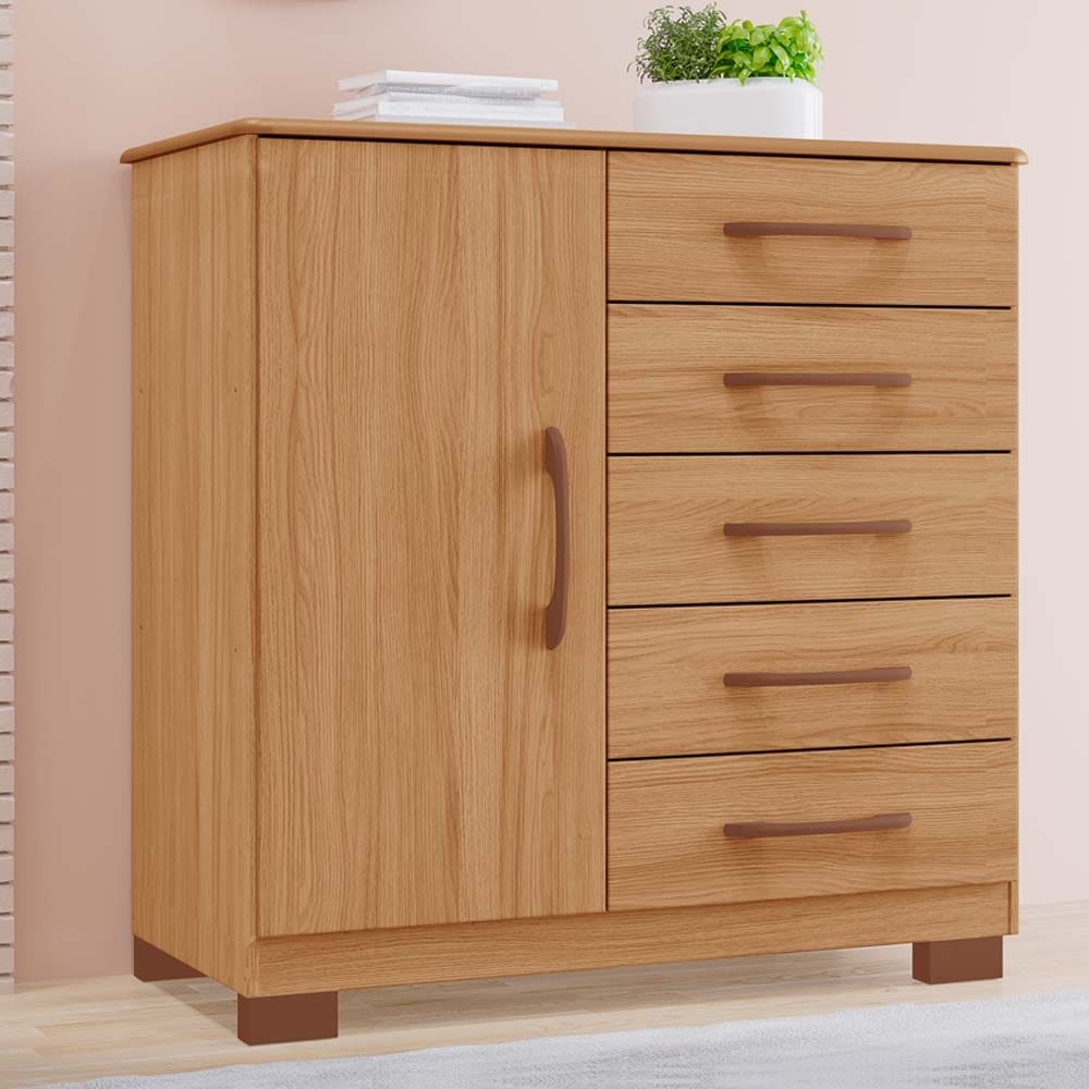 Comoda Itaipú New  1 Porta e 5 Gavetas 100% em MDF Tuboarte