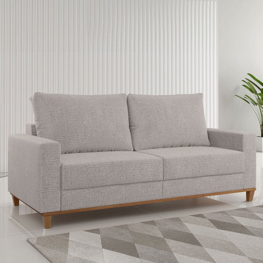 Sofá Living Gilbran 3 Lugares Linhão Giz - Vian