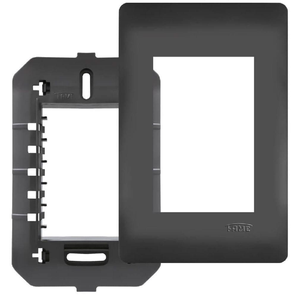 Placa 4x2 Com Suporte E 3 Módulos Habitat Black - 4075 - Fame