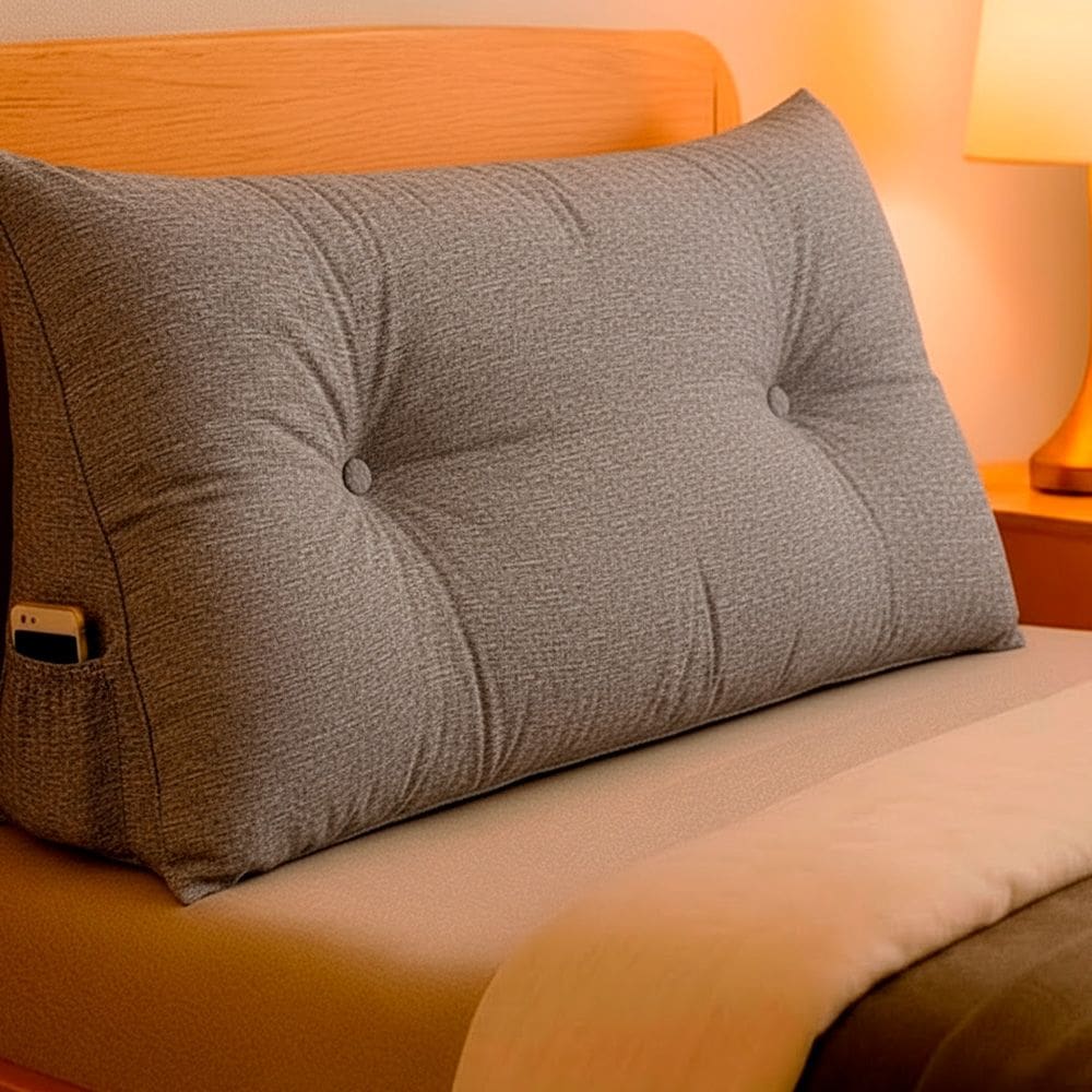 Almofada de Cabeceira Encosto Apoio para Lombar com Bolso Lateral 90x50x20 - BF Colchões