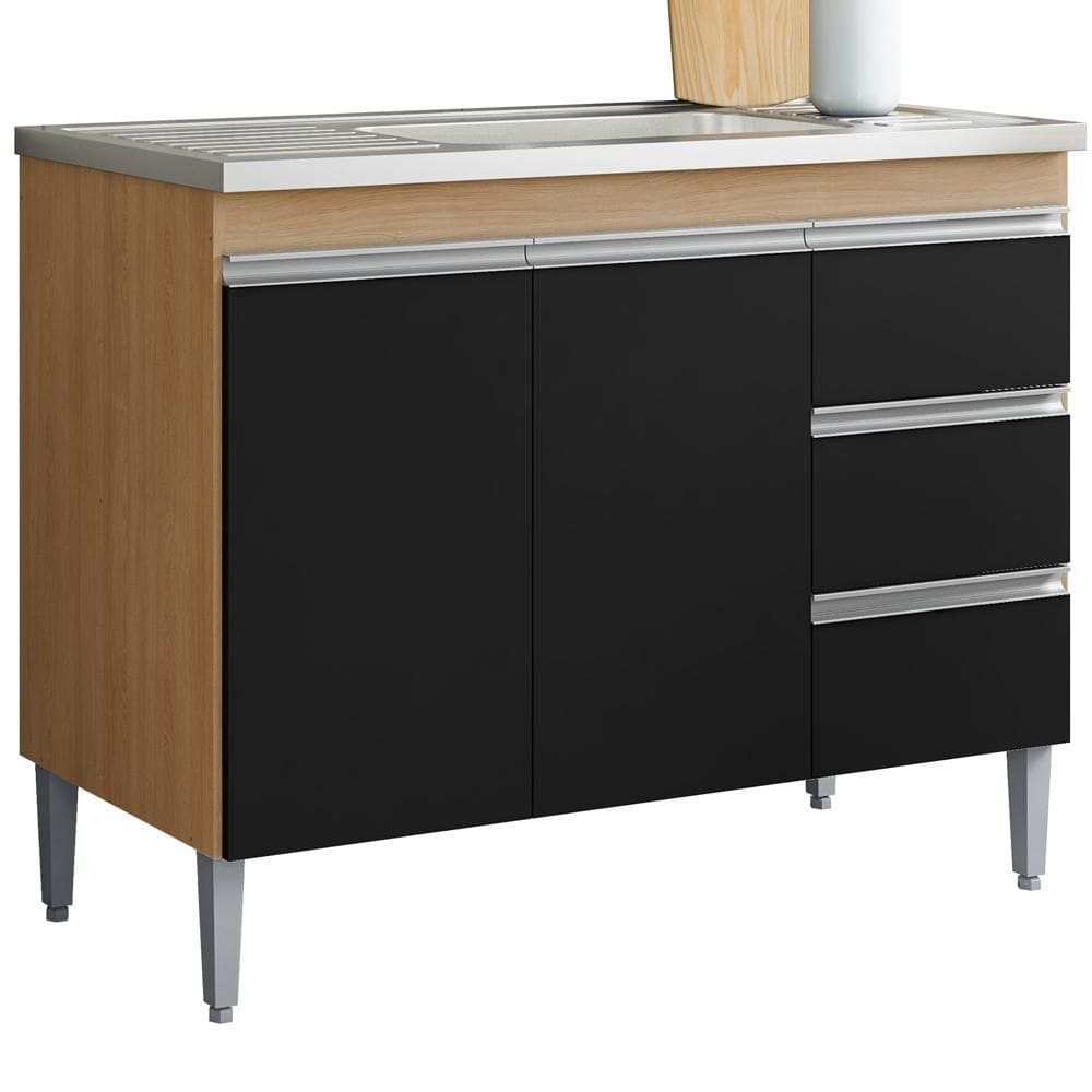 Balcao Pia Sem Tampo 2 PT 3 G 97 cm Andreia REAJL Moveis